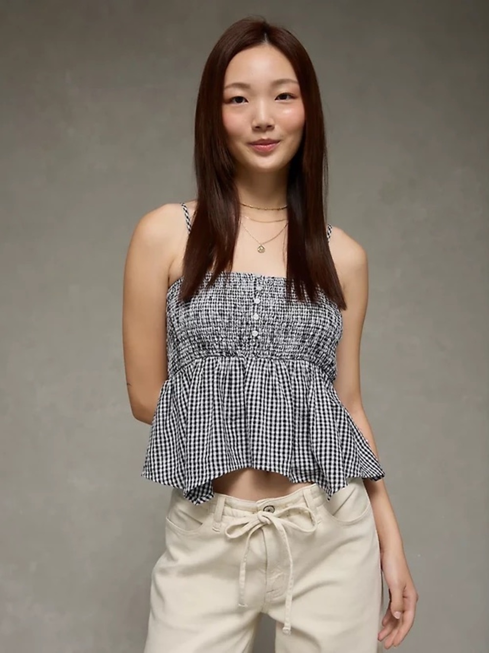 AE Handkerchief Hem Smocked
Babydoll Tube Top / Tank Top
